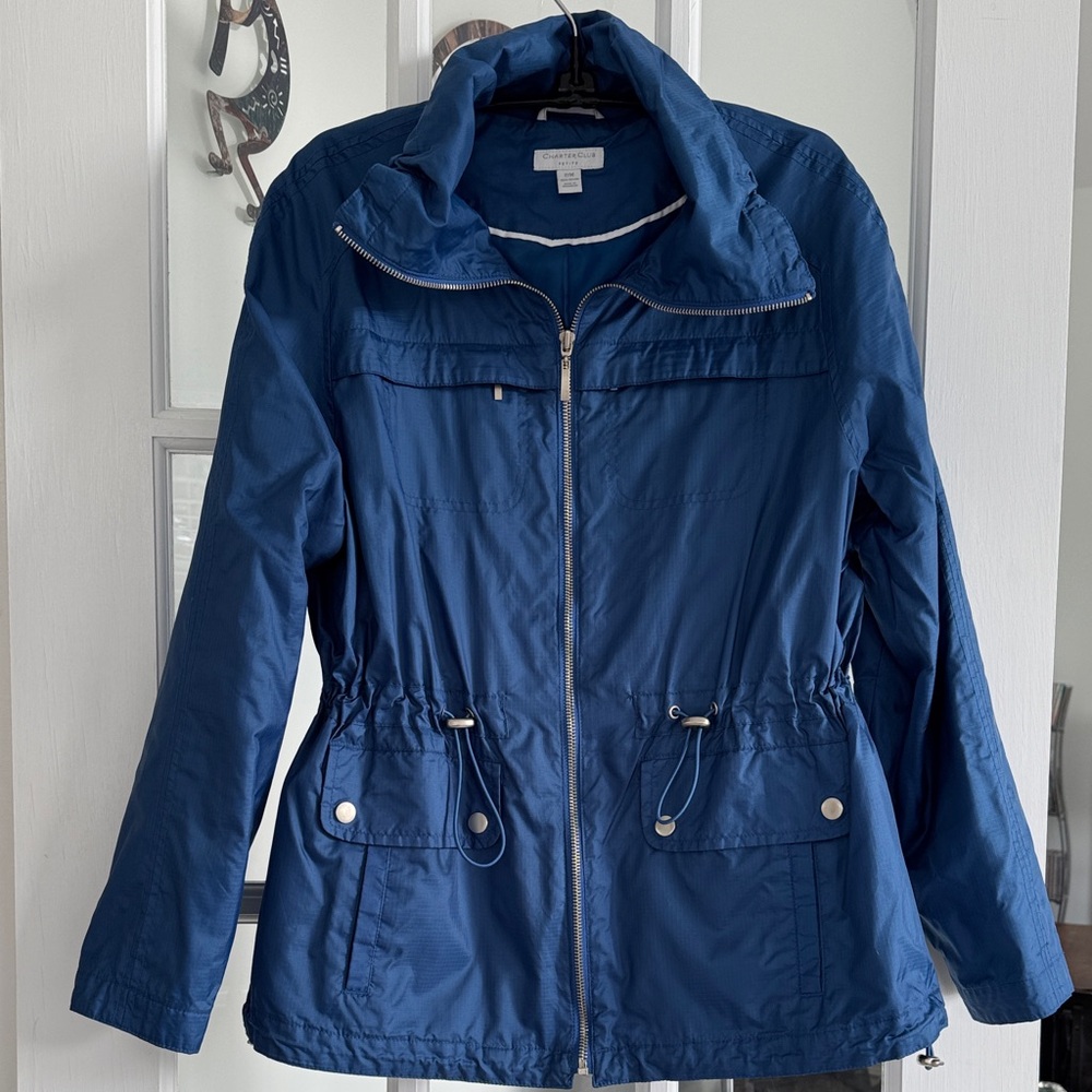 Charter Club size PM 100% nylon utility jacket in a pretty deep blue, EUC